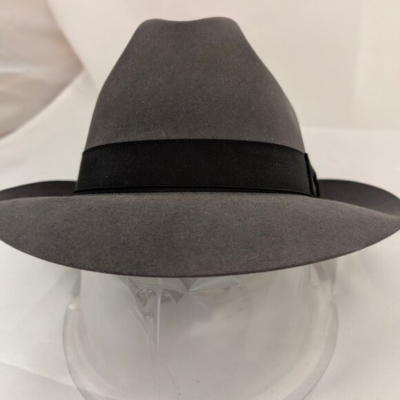 Barbisio Gray Rabbit Fur Felt Fedora - Size 7 - Picture 1 of 9
